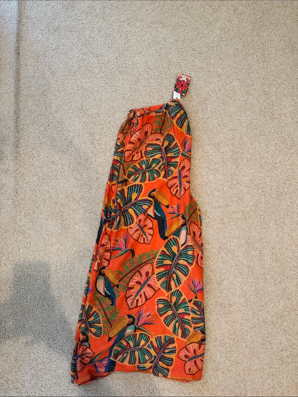 NEW FARM RIO Bright Orange Tropical Print Wide Leg Pants - Picture 2 of 7